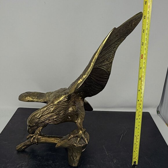 Vtg Solid Brass Eagle Sculpture 15.5" Tall Patriotic Statue Mid Century Decor - Picture 15 of 16